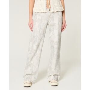 Hollister Low Rise Baggy Jeans White Gray Camo Size 0 Regular/Waist 25
